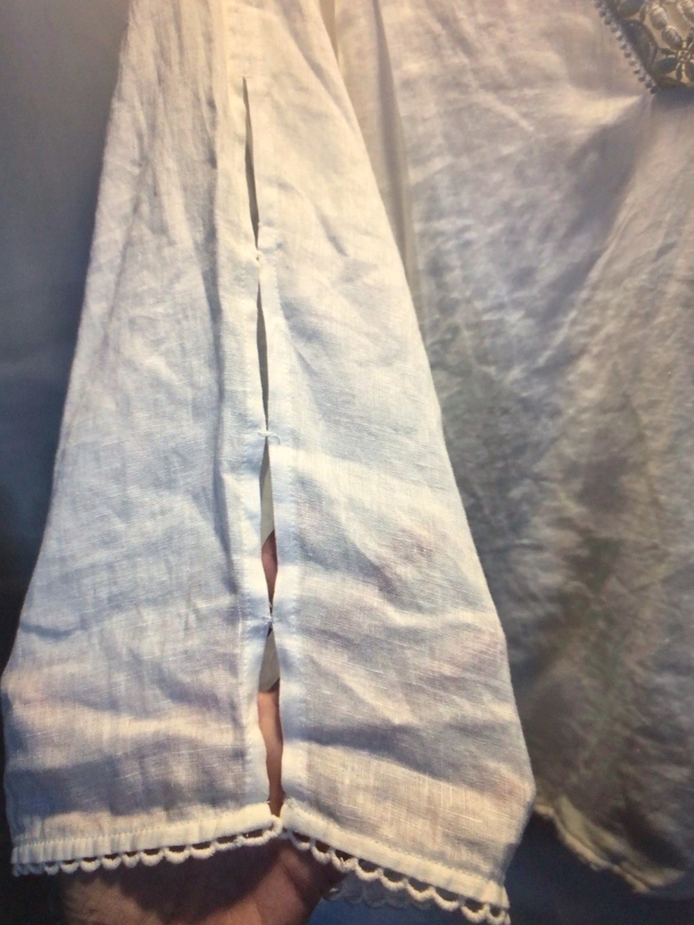 Johnny Was Cream Embroidered V-Neck Linen Tunic - Picture 2 of 15